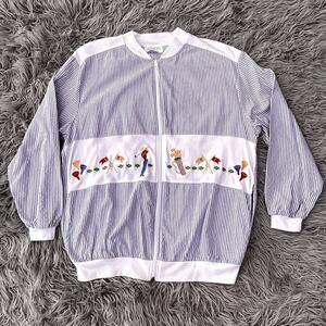 Rare Vintage Adolfo Sport Lightweight Golf Zip Up Jacket Cotton Blend Womens M